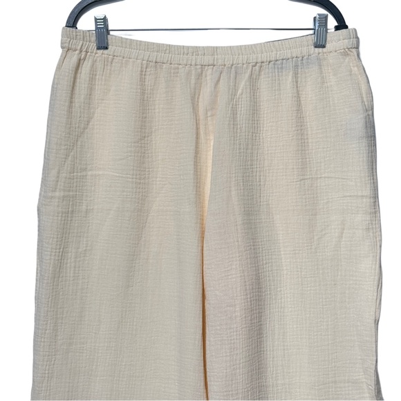 {Soft Surroundings} "Key Biscayne Wide Leg Full Length" Ivory Gauze Pants - Picture 6 of 8